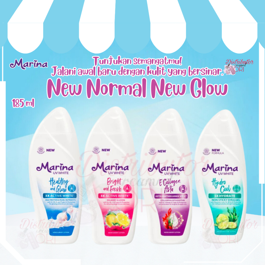 Marina UV White Body Lotion UVA UVB 185ml | E collagen astra | Nourish | Hydra Bright | Healthy Glow
