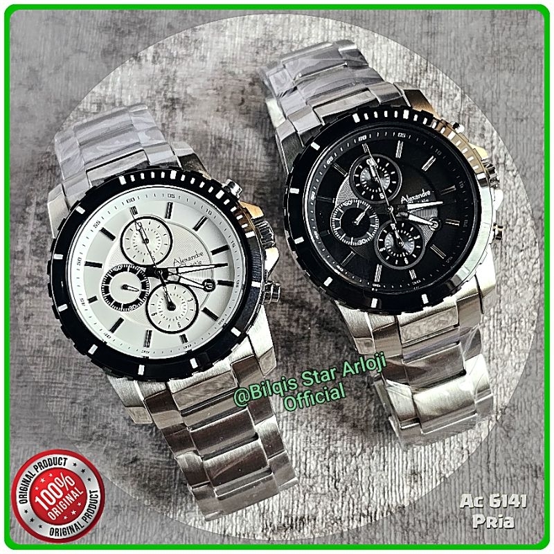 Alexandre Christie Pria Ac 6141 Mc Tali Rantai Silver White Original