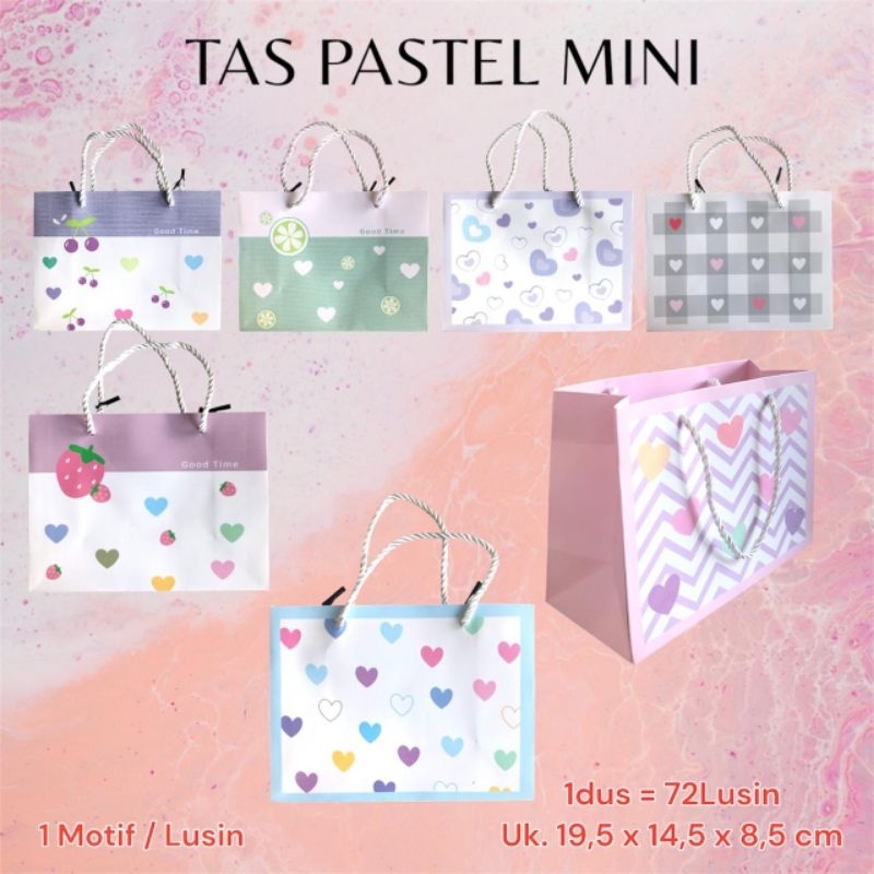 TAS KERTAS PASTEL MINI (READY MOTIF YANG LUCU)
