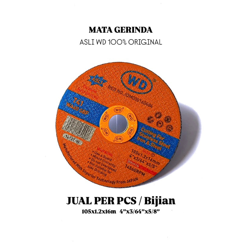 

JUAL BIJIAN/PerPCS GERINDA POTONG WD 4”/inch || MATA GERINDA POTONG WD ORIGINAL FOR STAINLESS STEEL&METAL