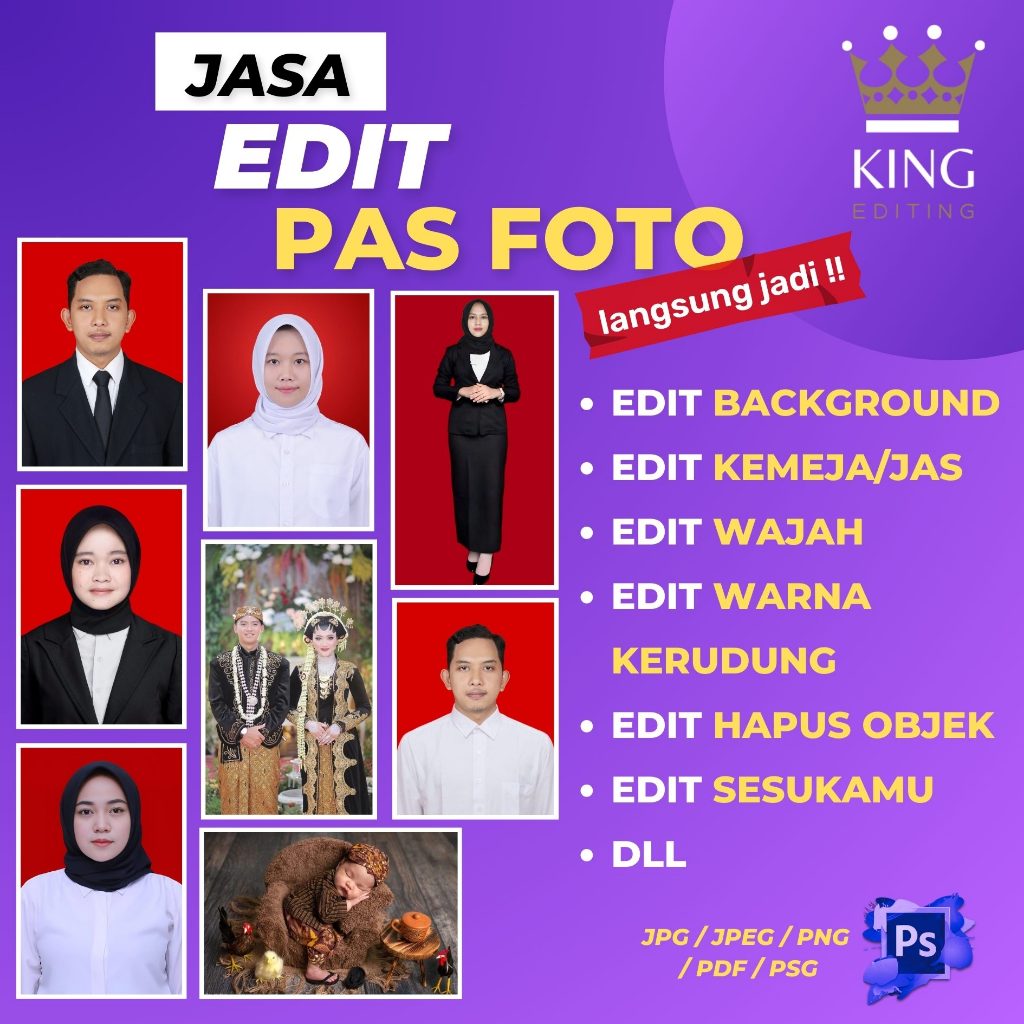 Jasa edit foto / edit  foto / edit pas foto / edit baju / edit background / edit wajah/ edit aksesor