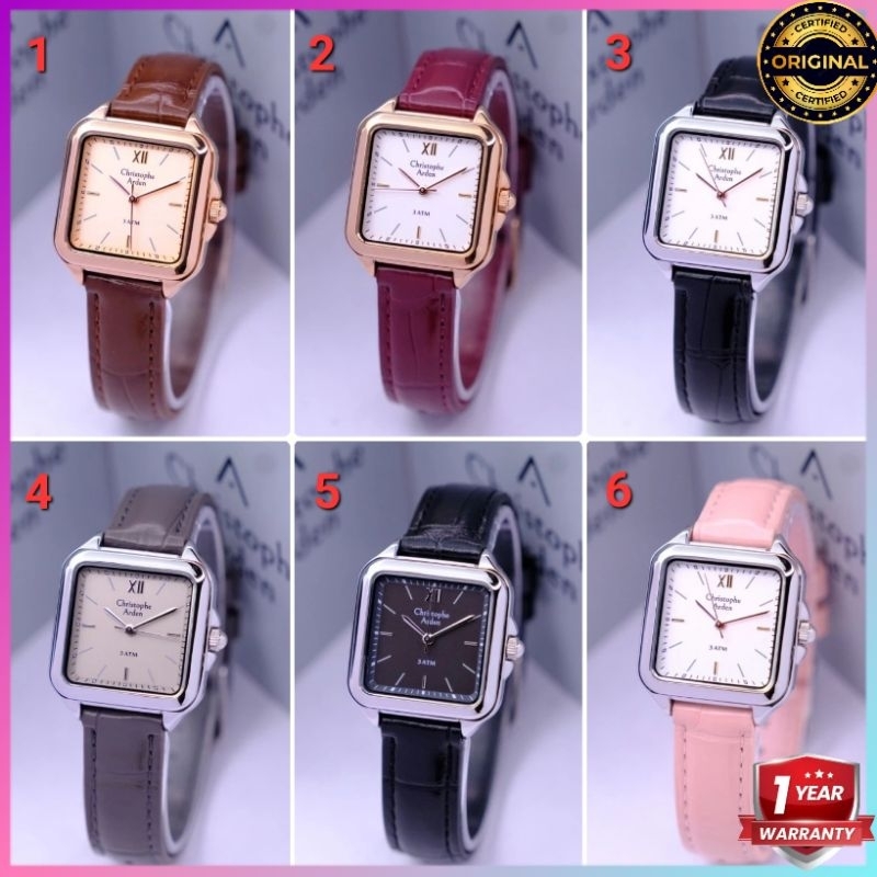 ORIGINAL GARANSI RESMI 1 TAHUN JAM TANGAN WANITA CHRISTOPHE ARDEN ANALOG CEWEK KULIT STRAP ALEXANDER