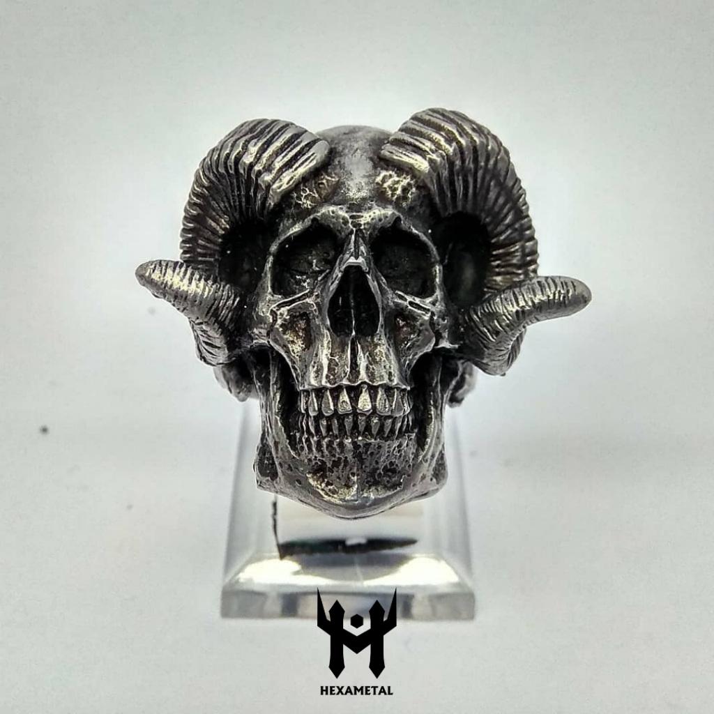 Hexametal Skullring Ringskull Cincin Tengkorak Ring Skull Sheep Horn