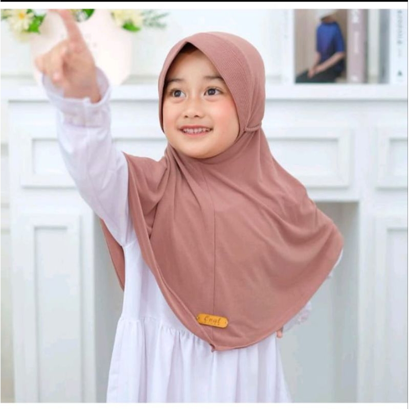 hijab anak ramadina tali kepang/kerudung polos tali kepang/ hijab anak 4-8thn