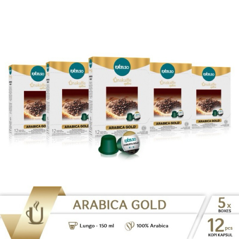 

Excelso Capsule Unakaffe Kopi Kapsul paket 5 pack ARABICA GOLD (isi 5 pack)