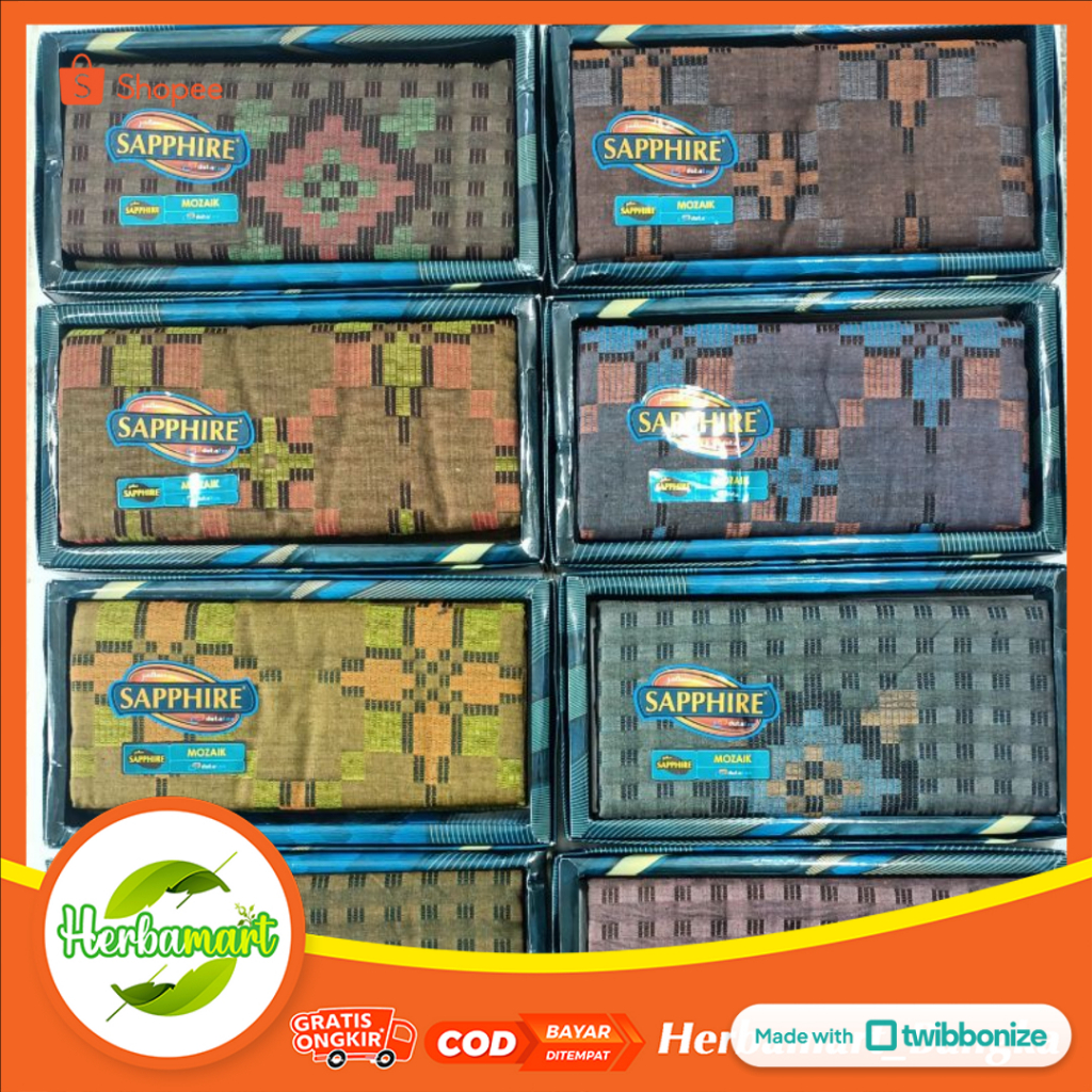 Sarung sapphire motif milenial dan mozaik
