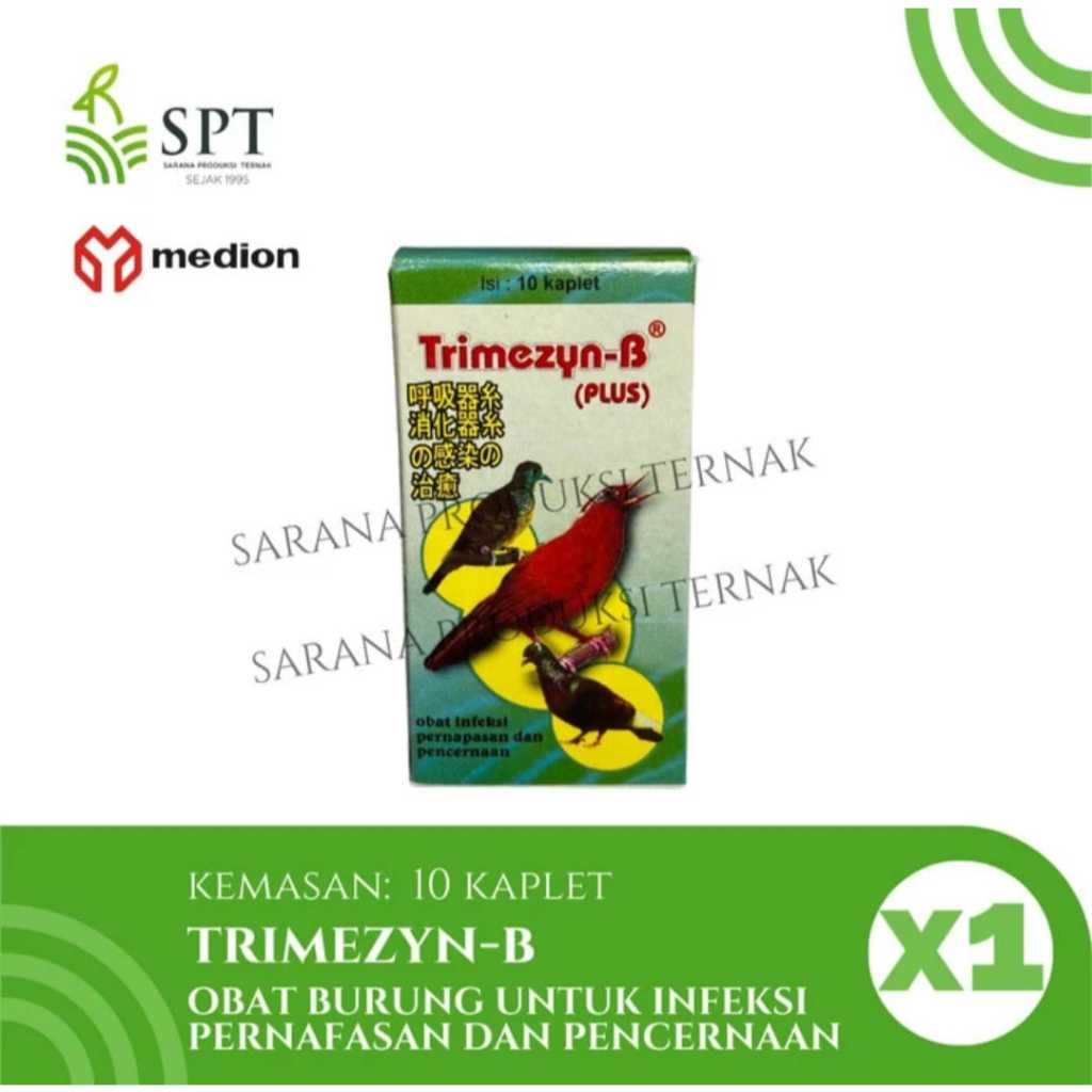 OBAT BURUNG TRIMEZYN - B MEDION PLUS OBAT PENAPASAN PENCERENAAN BURUNG