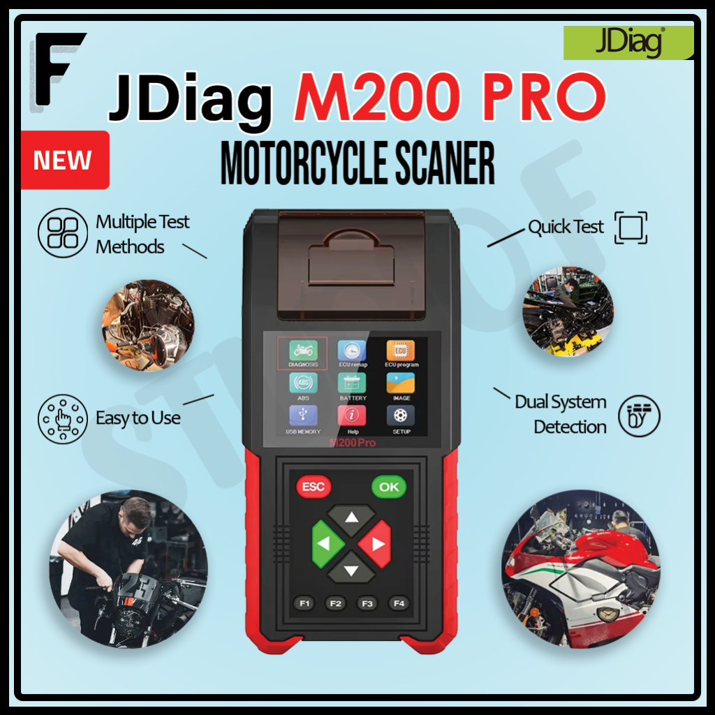 JDiag M200 Pro Scanner Diagnostik: Remap ECU Honda, Tester Baterai, Kode Kesalahan ABS, Universal un