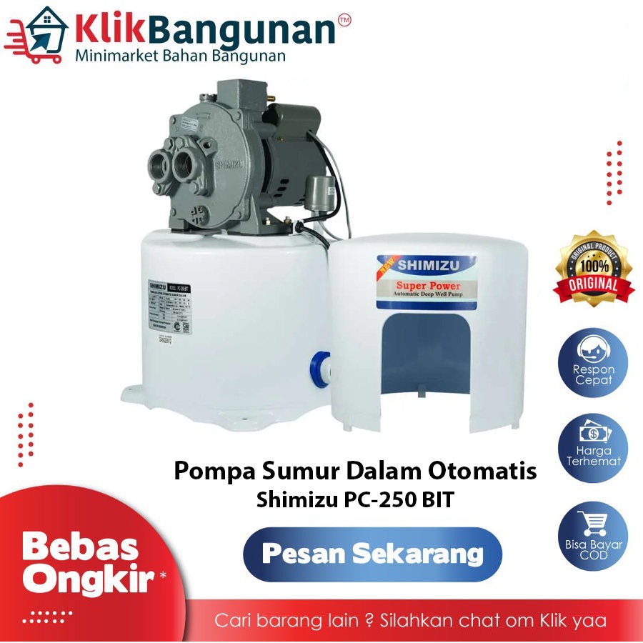 Shimizu PC-250 Bit Pompa Air Jetpump Otomatis Pompa Sumur Dalam