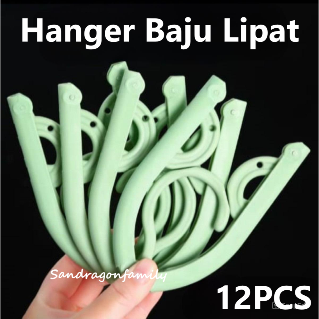 12pcs Hanger Baju Lipat Gantungan Pakaian Perjalanan Traveling-Packing Dus