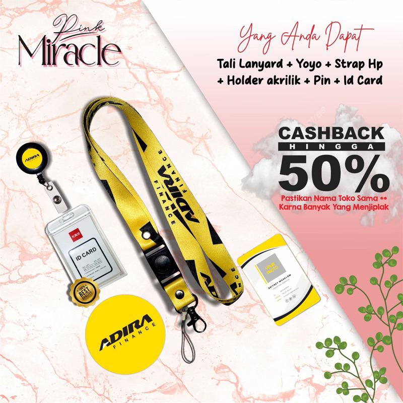 

Tali Lanyard ADIRA FINANCE kuning / Tali Idcard ADIRA FINANCE kuning [Ready stock] Termurah