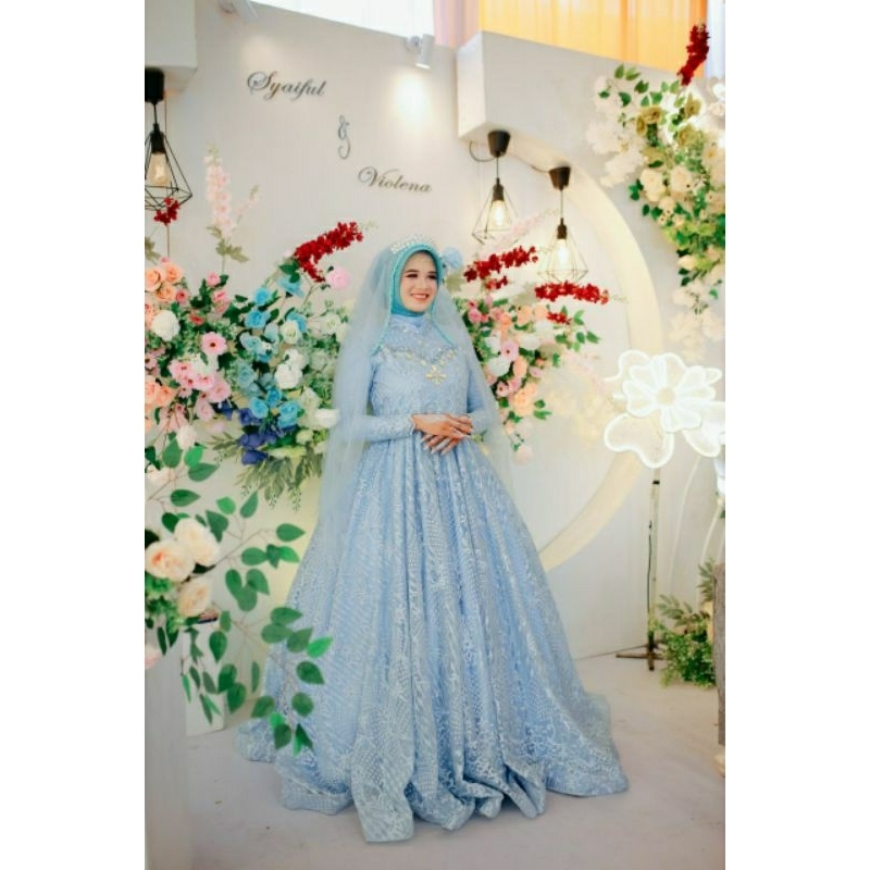Kebaya biru muda preloved