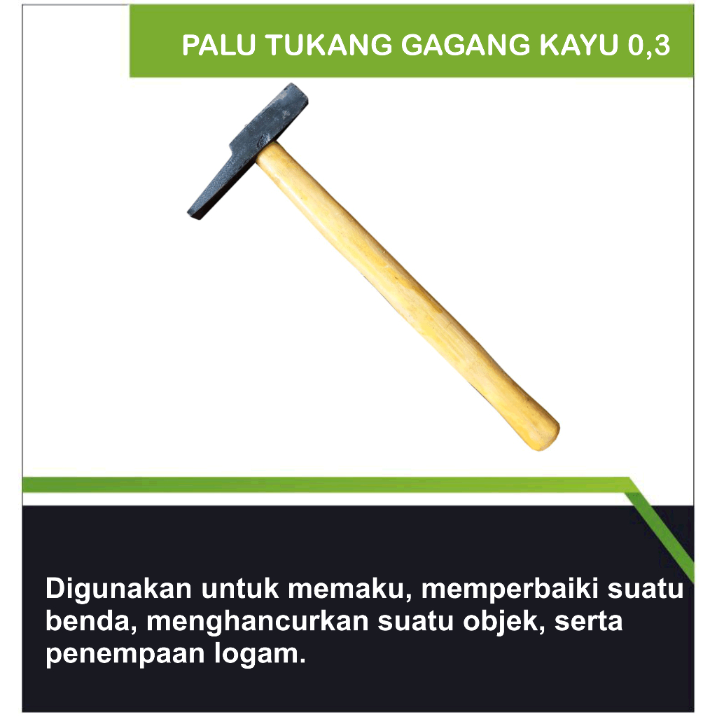 Palu Tukang Gagang Kayu Ukuran 0,3 / Martil / Palu tukang/palu