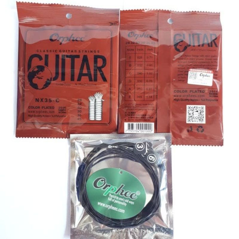 Senar Gitar Akustik Klasik Nilon Original Orphee NX35-C Hitam