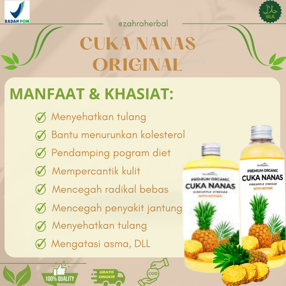 

Cuka Nanas 【100% ORI】 | Penurun Berat Badan - Menyehatkan Tulang - Diet Detox