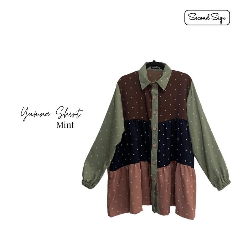 Second Sign Yuna Shirt Navy - Atasan Wanita Terbaru