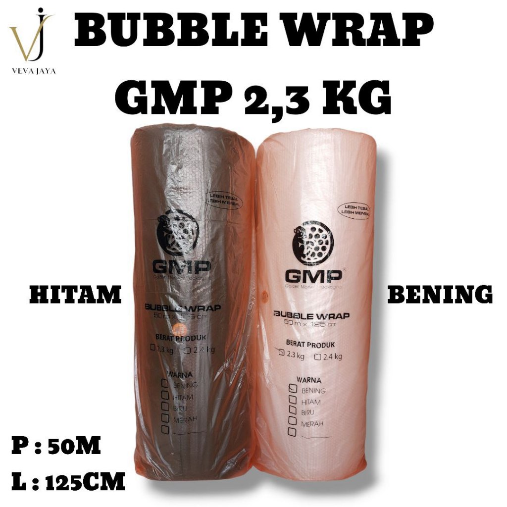 

Bubble wrap hitam bening tebal merk GMP berat 2,3 kg