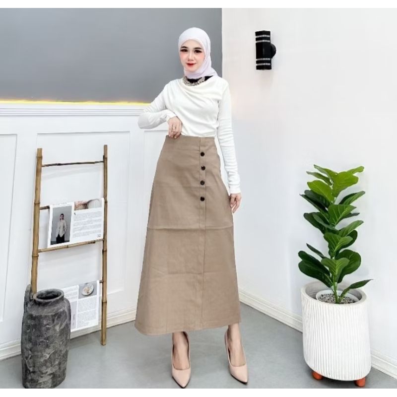ROK SPAN LALISA / ROK SPAN WANITA KEKINIAN / ROK STYLE VIRAL / ROK KOREAN TWILL COMBAD
