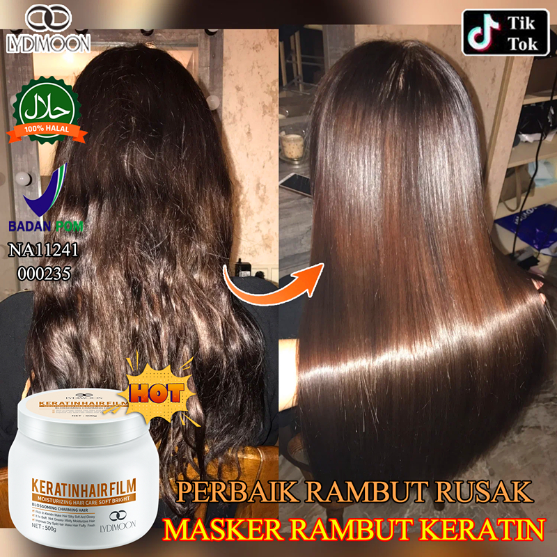 [BPOM] LYDIMOON Hair mask keratin pelurus rambut permanen masker rambut keratin 500g Memperbaiki ram