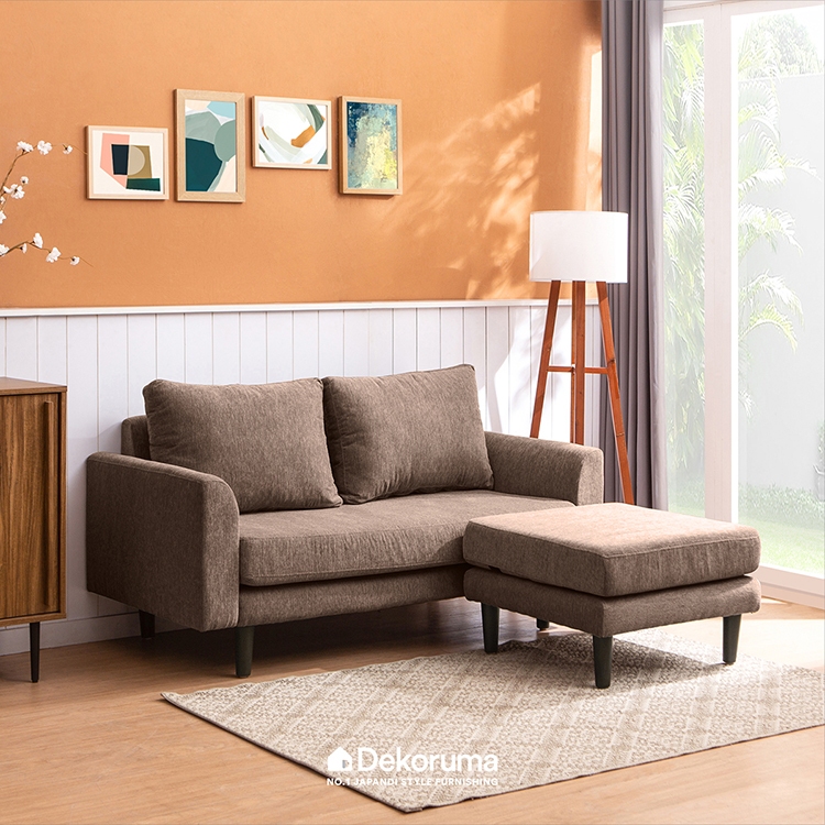 Dekoruma NITTA Sofa Tamu L Kain Minimalis / Sofa Japandi Scandinavian Kain - Cokelat