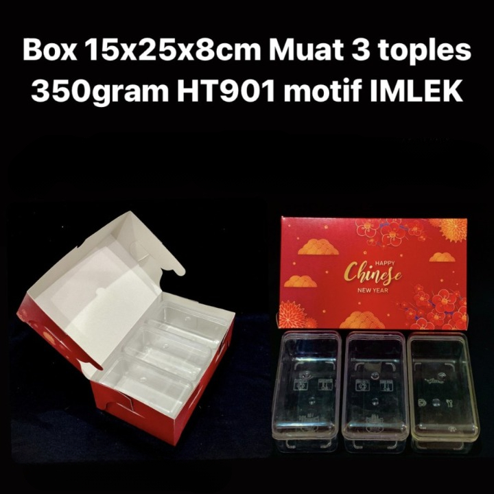 

(5pcs ) Box Kue Ukuran 15x25x8cm ⁣Muat 3 Toples 350gram Kadus Edisi Imlek Christmas Box Persegi Panjang