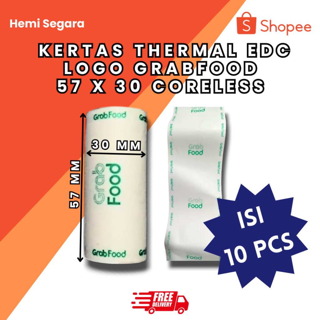

Kertas Kasir Thermal Mini Bluetooth Printer Logo Grab food 57x30 / Kertas Kasir / Kertas Thermal / Logo Grabfood / Mini Printer