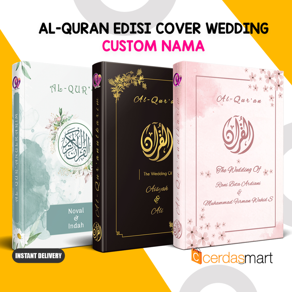 Al Quran WEDDIING Custom Nama Quran Quran Mahar Quran Wedding Quran Tilawah ukuran sedang A5 HC