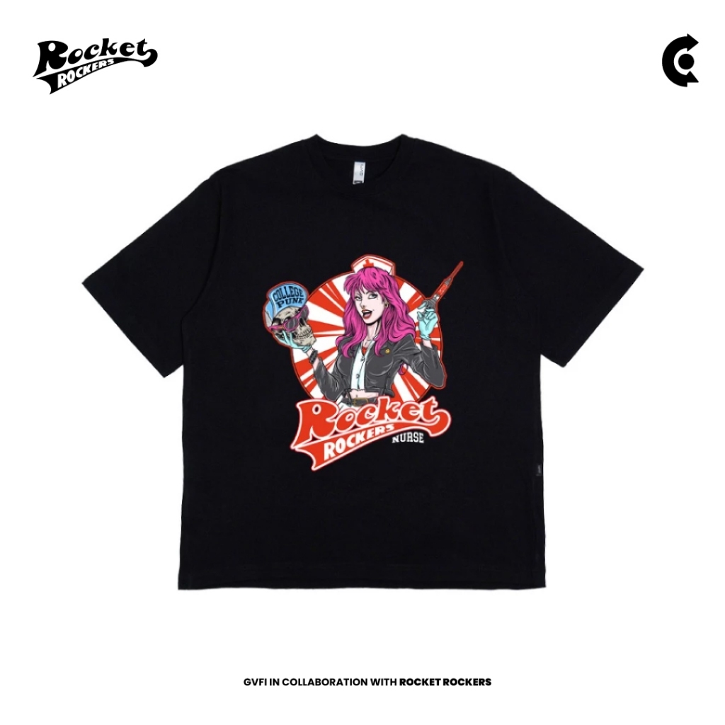 [COD] GVFI X Rocket Rockers Nurse Black I Kaos Pria/Wanita I Premium Cotton 24s Kaos Pria Original
