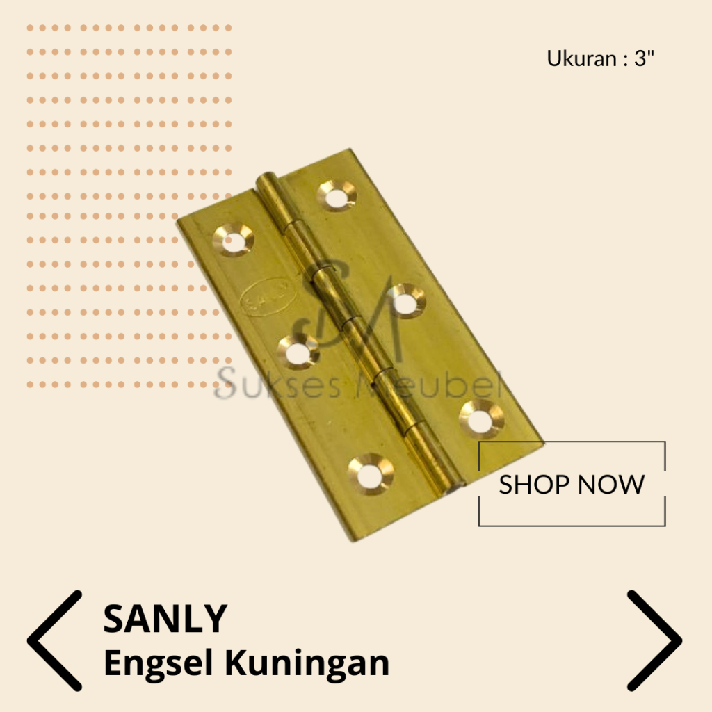 ENGSEL KUPU KUNINGAN ASLI 3" - SANLY / ENGSEL PINTU KUNINGAN