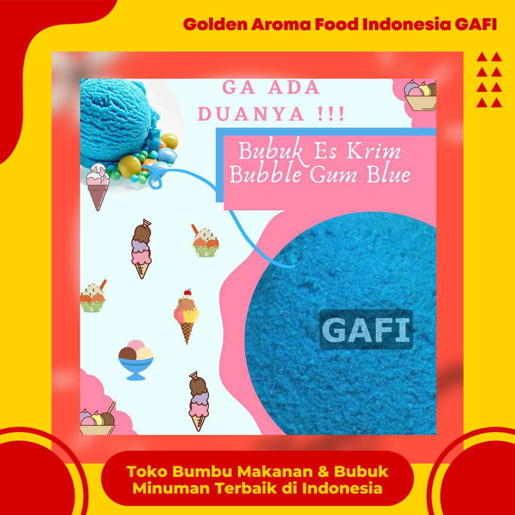 

Bubuk Eskrim Buble Gum Blue 1 Kg Murah Meriah Terdekat Kiloan Magic Ice Cream Premix Instant Hard Soft / Bubuk Bahan Es Krim Instan Rasa Buble Gum Blue Bahan Bubuk Es krim GAFI