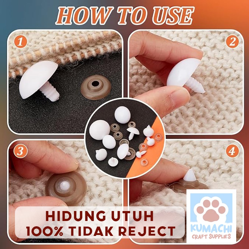 BERGARANSI UTUH White Putih Mata Boneka Safety Doll Eyes Amigurumi Crochet Rajut Craft Boneka Grosir