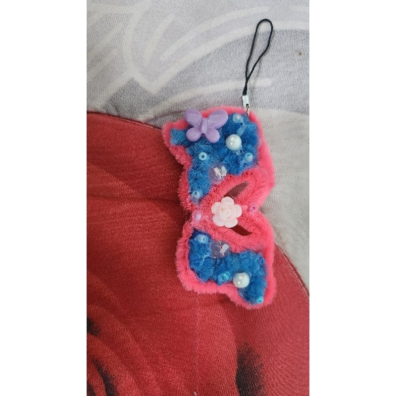 Gantungan HP gantungan kunci cantik kawat bulu