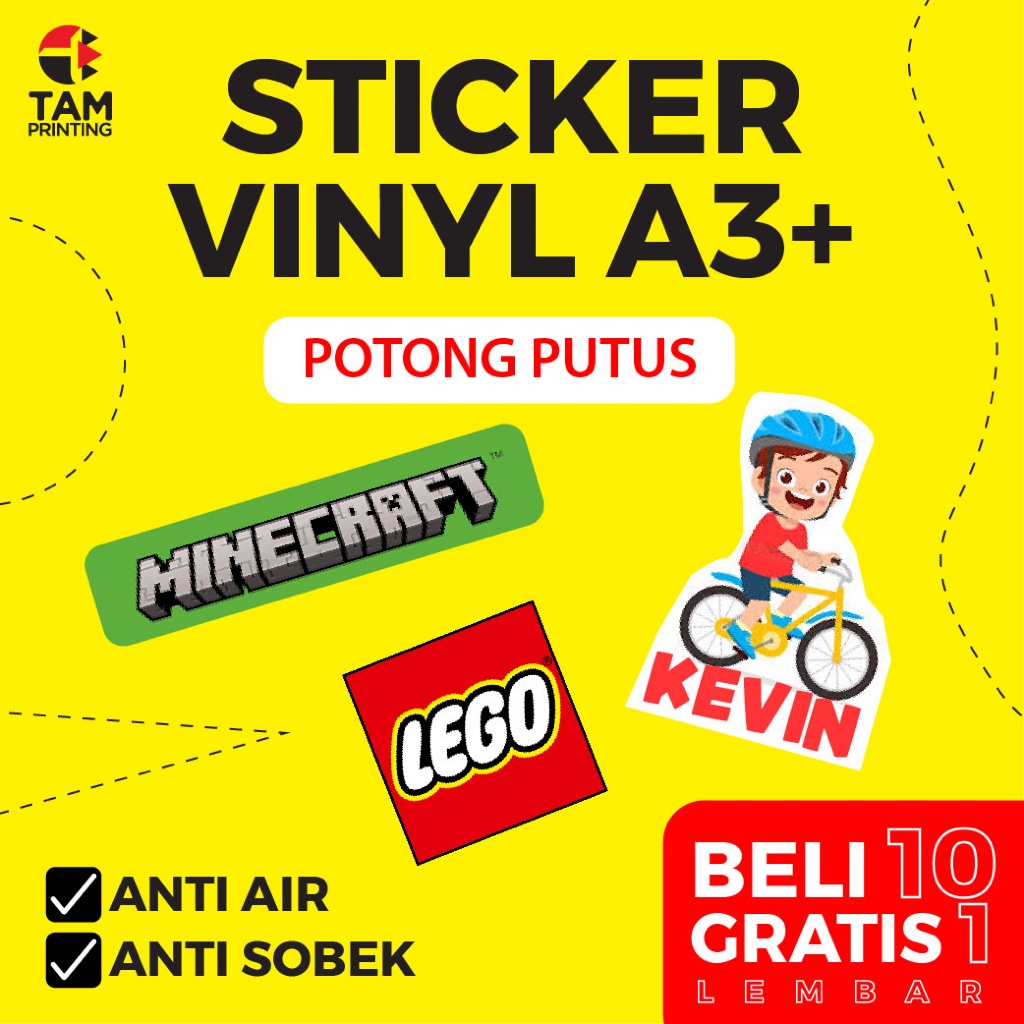 

STICKER VINYL GLOSSY A3+ POTONG PUTUS / CETAK STICKER SOUVENIR