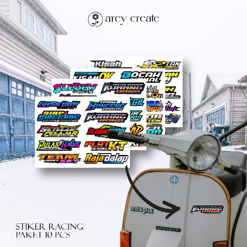 

Stiker Racing isi 10pcs Stiker Cutting Laminasi Glossy