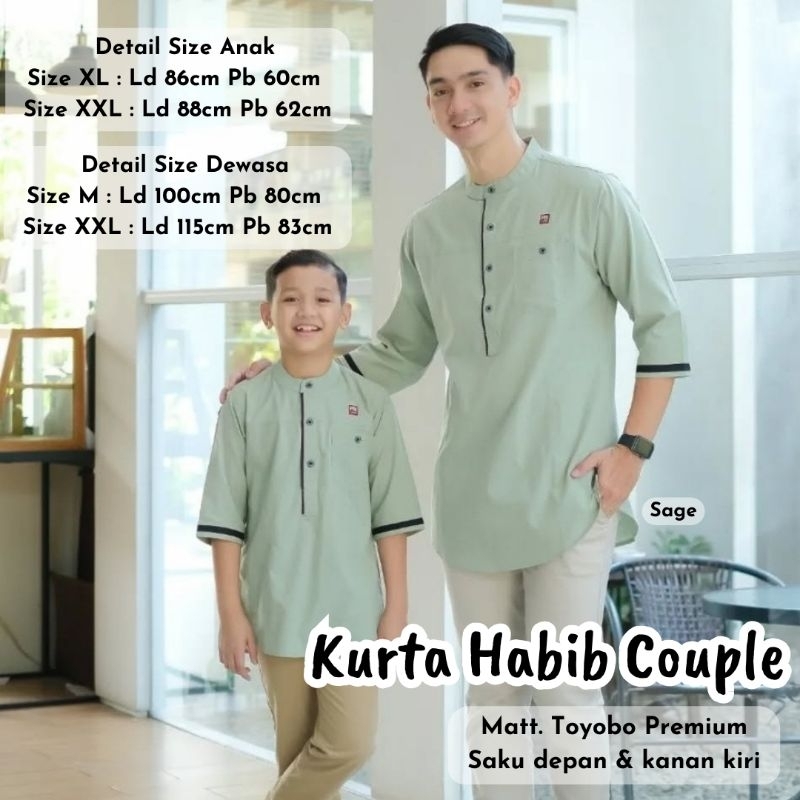 Kurta Habib Bahan Toyobo Premium / Kurta Couple Anak Ayah / Koko Kurta Toyobo Premium