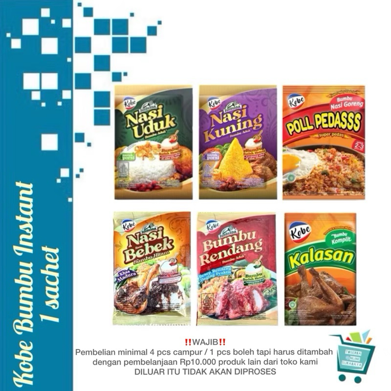 

Kobe Bumbu Aduk / Bumbu Instan Nasi Uduk / Nasi Kuning / Nasi Goreng / Nasi Bebek / Rendang / Ayam Kalasan / 1 pcs 1 sachet 15g