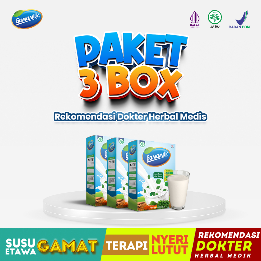 

Gamamilk 3 BOX - Susu Etawa Plus Gamat Rekomendasi Ilmiah Atasi Nyeri Sendi Dan Tulang