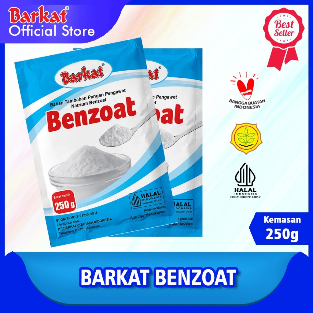 

Barkat Benzoat Kualitas Premium Kemasan 250 Gram