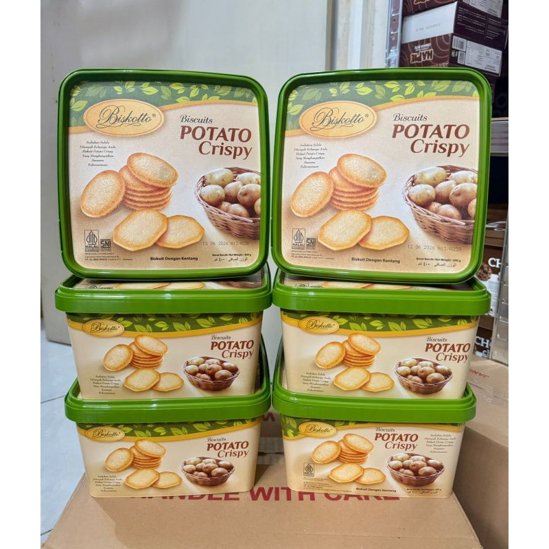 

biskotto potato box kotak plastik 400gr 1 karton