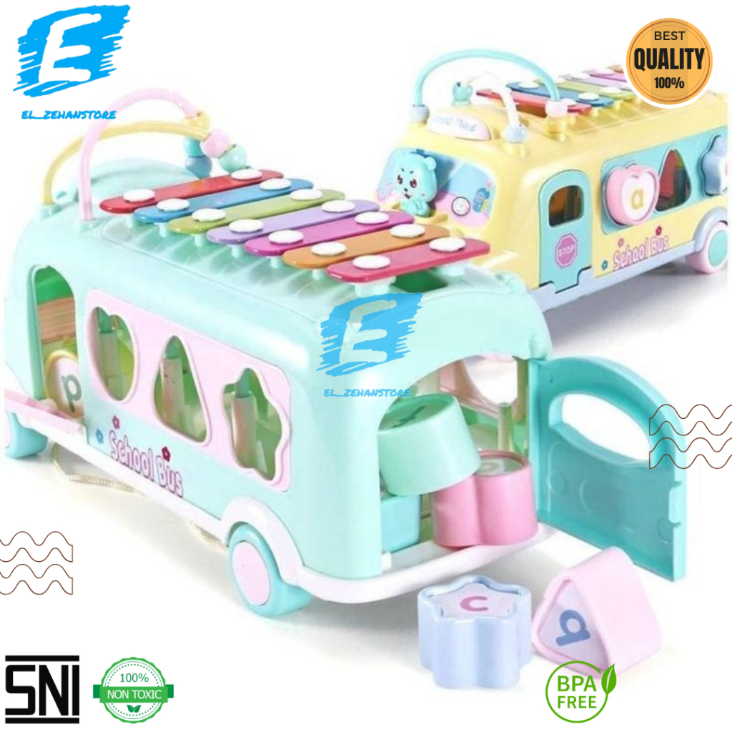 Mainan Edukasi Anak Musik Bus Xylophone | Xylophone Happy Music Bus