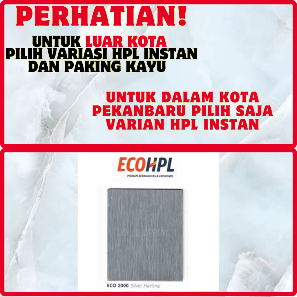 (LUAR KOTA WAJIB PALLET KAYU) HPL ECO SILVER HAIRLINE ECO 2000