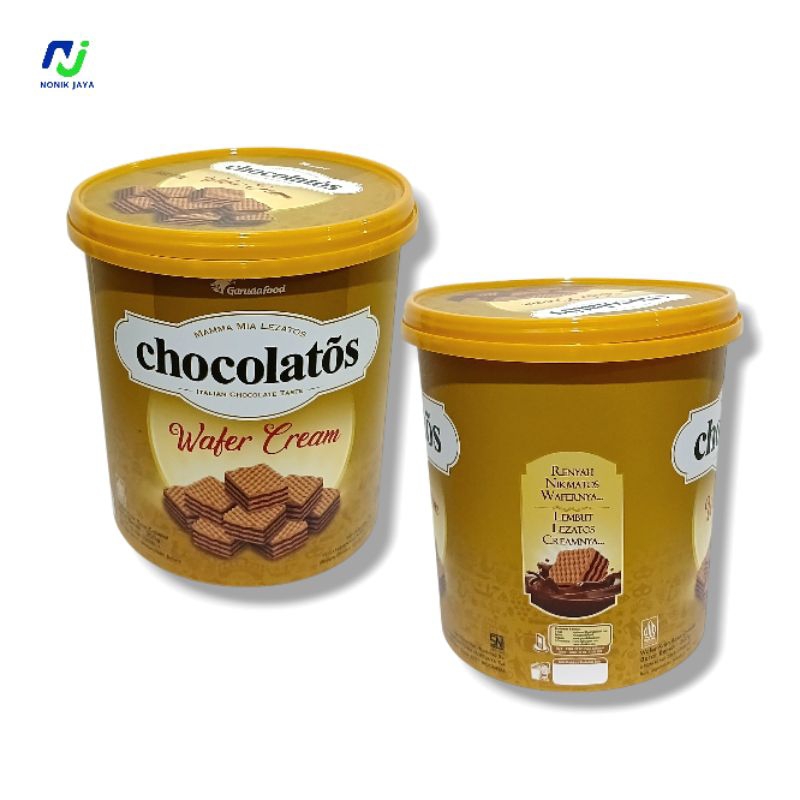 

Chocolatos Wafer Cream Kaleng Timba 300g(WAFER CREAM DENGAN RASA COKELAT)