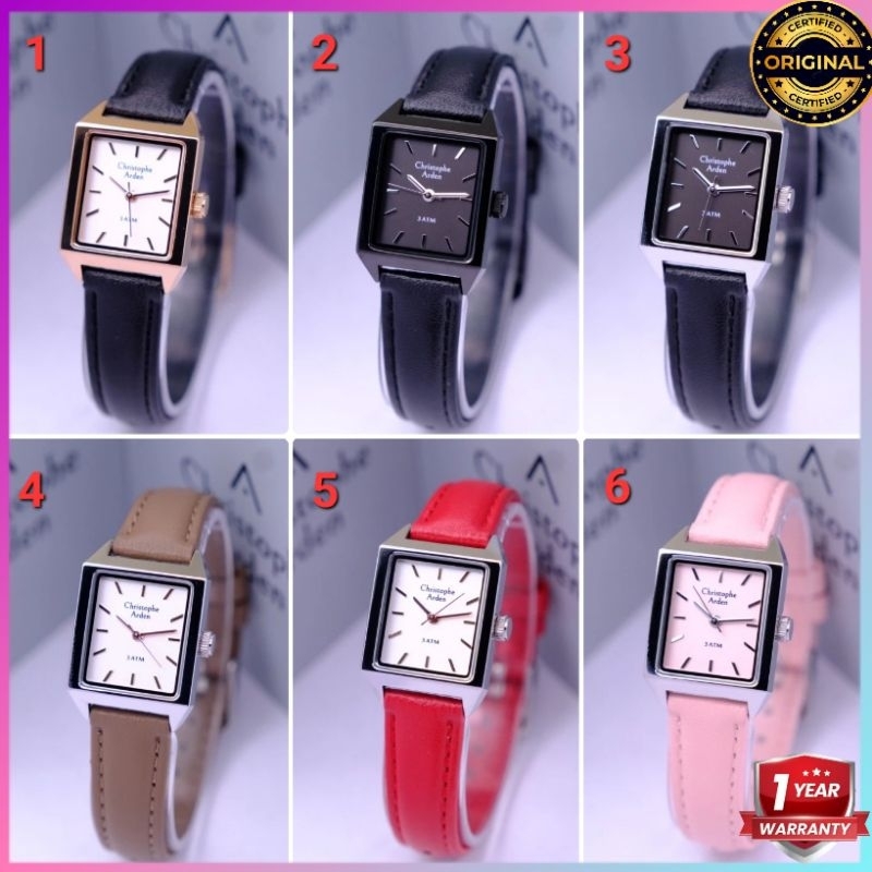 ORIGINAL GARANSI RESMI 1 TAHUN JAM TANGAN WANITA CHRISTOPHE ARDEN ANALOG CEWEK KULIT STRAP ALEXANDRE