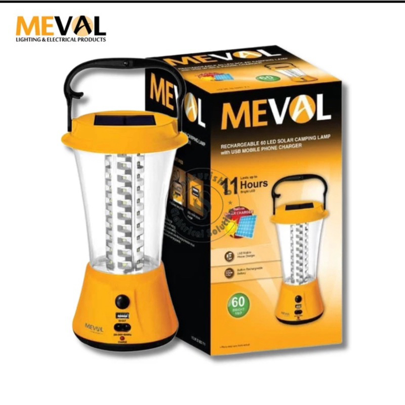MEVAL MC2-60A LAMPU CAMPING EMERGENCY RECHARGEABLE 60 LED SOLAR