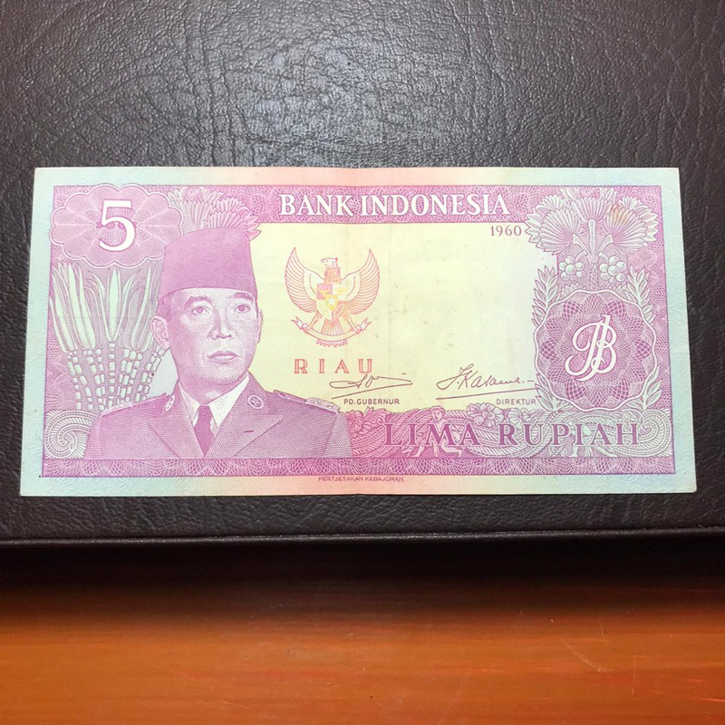 Uang Kuno Indonesia Asli 5 Rupiah Soekarno RIAU 1960 Seri X Asli