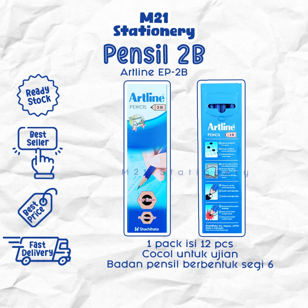 

(1 PCS) PENSIL ARTLINE 2B EP-2B / 1 batang artline ep2b pencil kayu ujian pena original menulis graphite menggambar sket sketch anak alat tulis sekolah kuliah atk kantor stationery murah / m21 stationery jogja