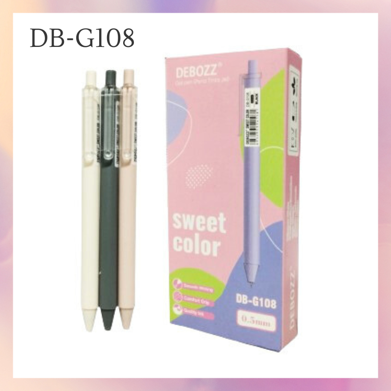 

[1 Lusin/ 12 Pcs] Pulpen Bolpen Gel Pen Cetek SweetColor Debozz DB-G108 Hitam 0.5mm