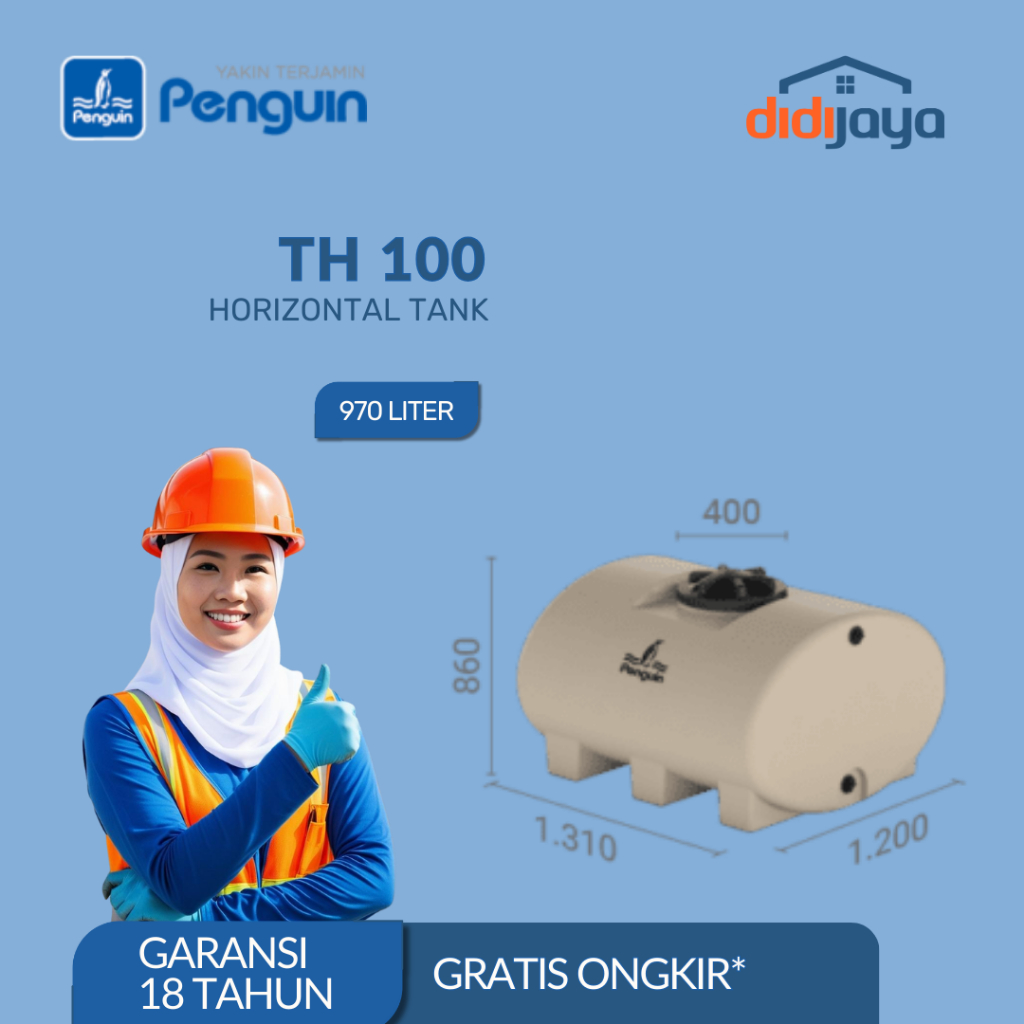 Tandon Air Horizontal Penguin TH 100 970 Liter | Toren Air | Tangki Air Horizontal Penguin