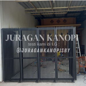 Pintu rumah pagar sliding minimalis besi hollow galvanis surabaya