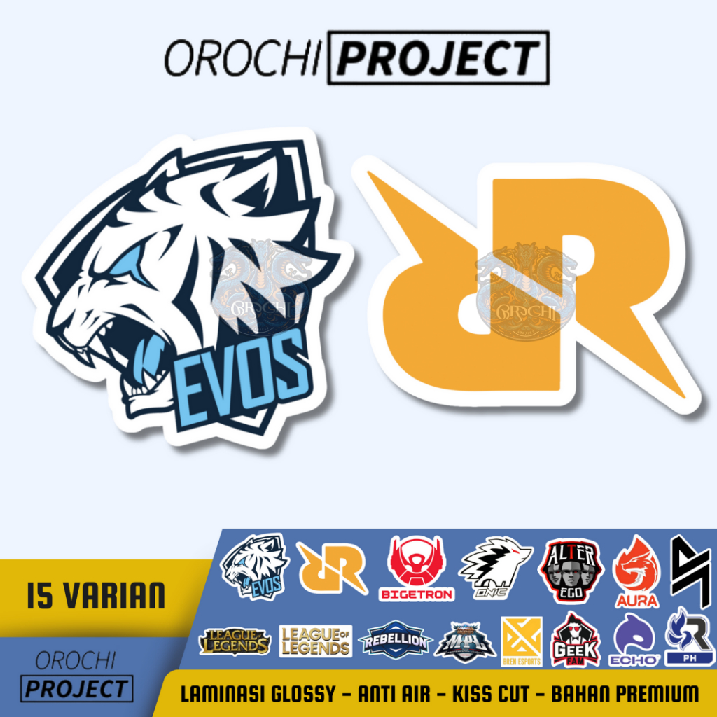 Sticker Stiker Logo Team GAME MOBILE LEGEND ML RRQ EVOS ONIC Esport Vinyl Glossy Anti Air HP Laptop 